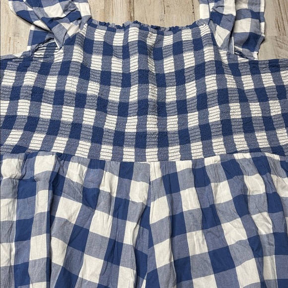 Old Navy Smocked Fit & Flare Mini Dress Plus Size 4X Flutter Sleeve Gingham Blue - Picture 15 of 15